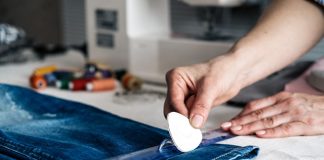 Shortening pants by hand
